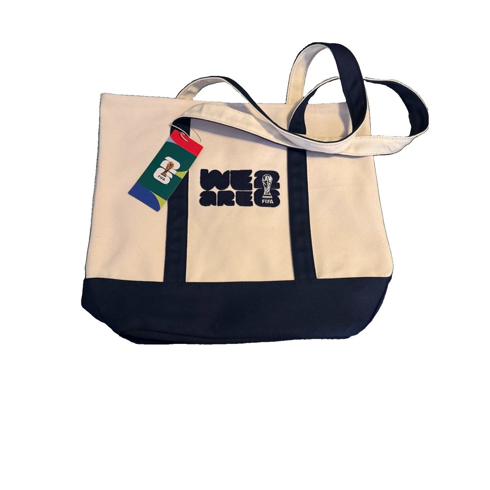 FIFA World Cup 2026 Canvas Tote Bag - Navy Trim with Straps Soccer NWT